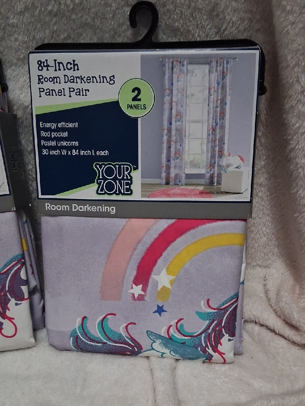 Your Zone Pastel Unicorn Rainbow Room Darkening Panel Pair